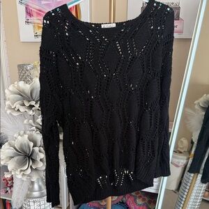 Black Lace Knit Sweater
